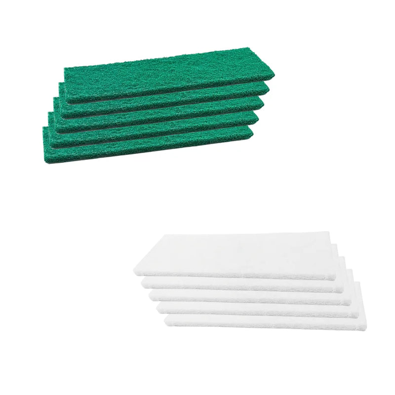 Kit 5 Fibra Verde + 5 Branca Limpeza Pesada e Leve para Esfregar Pisos, Azulejos, Espelhos, Box, Paredes para Mop Suporte Lt