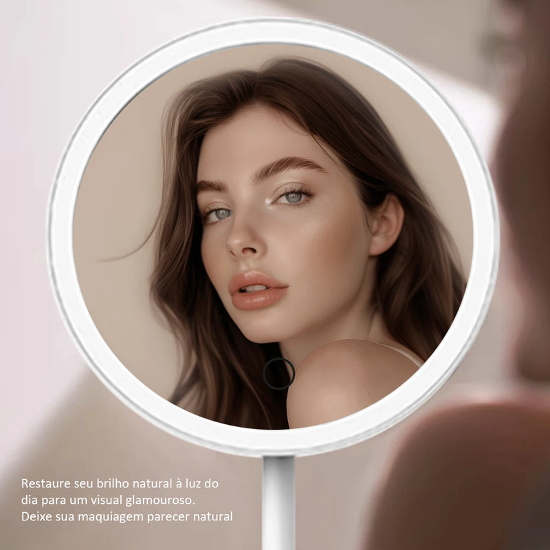 LED Cosmetic Mirror with Storage, Flexible Angle Adjustment, Tounch Screen