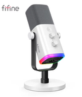 FIFINE Microfone Dinâmico USB/XLR com Controle RGB, Entrada para Fone de Ouvido, Função Mudo, Microfone para PC, Gaming, Gravação e Streaming AmpliGame-AM8