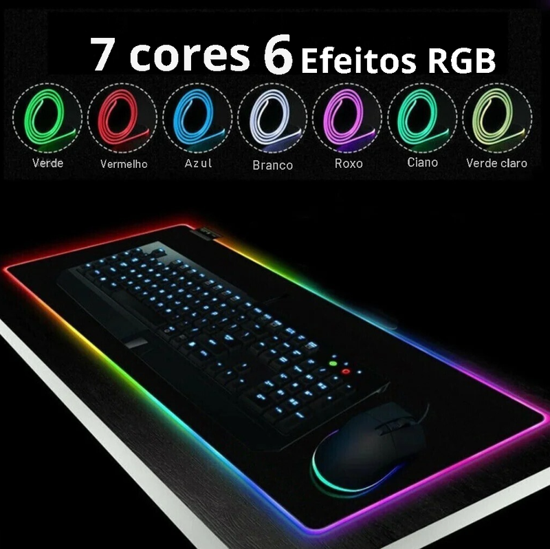 ALFA Mouse Pad Gamer Iluminado Rgb Led 80x30cm Preto