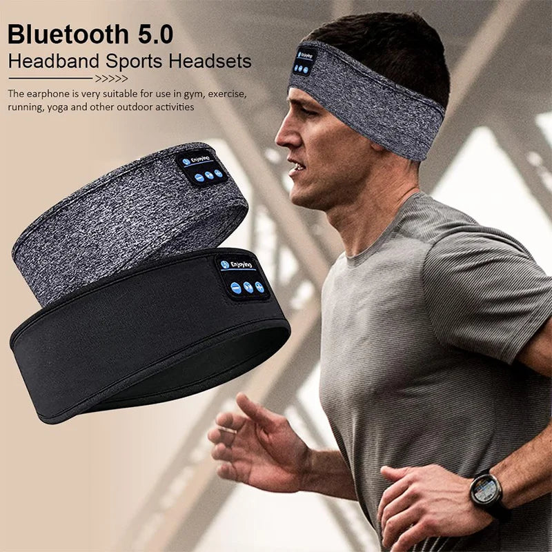 Fone de Ouvido Bluetooth Headband Esportivo para Dormir, Máscara de Olhos com Bluetooth Sem Fio, Fone de Ouvido Sem Fio com Faixa Elástica para Música.