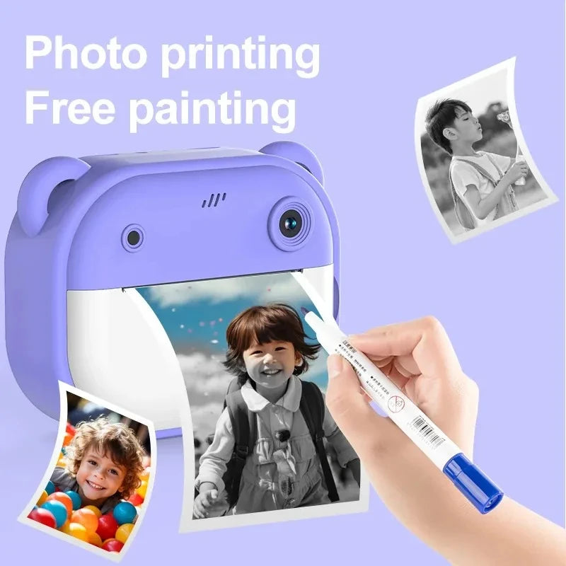 Câmera Digital Infantil com Impressão Instantânea para Crianças - Câmera de Impressão Térmica, Impressão de Fotos Instantâneas, Câmera de Vídeo para Brinquedos + Cartão de Memória de 32GB.