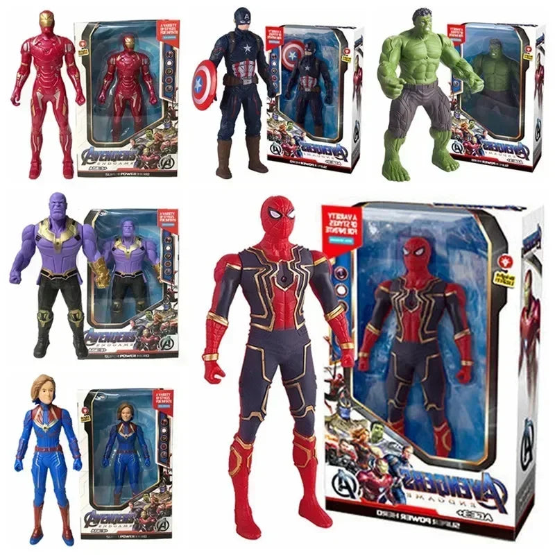 17 cm Brinquedos Infantis Marvel Figuras de Anime, Homem-Aranha, Hulk, Figura de Ação, Homem de Ferro, Brinquedos para Crianças, Presente de Natal, Boneco que Brilha no Escuro, Hobbies