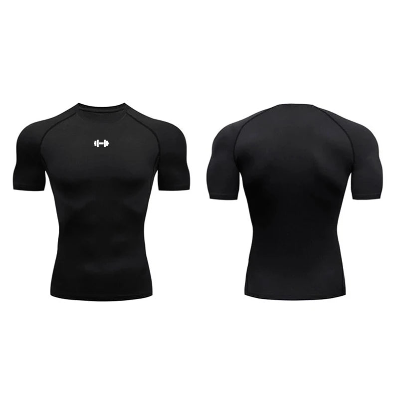 Camiseta de Compressão Masculina - Camiseta Esportiva de Verão, T-shirt para Corrida, Elasticidade, Secagem Rápida, Camiseta Esportiva, Camiseta de Academia para Treino Masculino