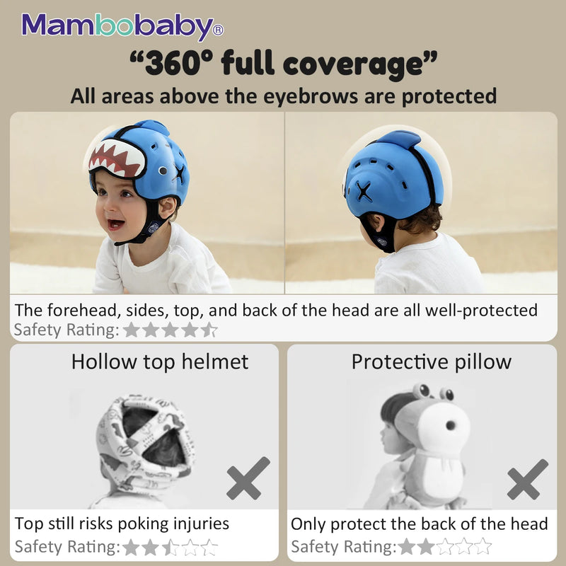 Mambobaby Capacete Anti-Shock Seguro para Bebê - Protetor de Cabeça para Crianças, Capacete para Bebê que Aprende a Engatinhar e Andar, Previne Lesões de Batidas e Quedas.