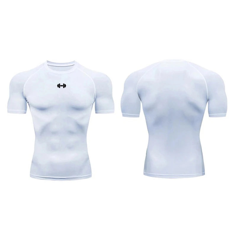 Camiseta de Compressão Masculina - Camiseta Esportiva de Verão, T-shirt para Corrida, Elasticidade, Secagem Rápida, Camiseta Esportiva, Camiseta de Academia para Treino Masculino