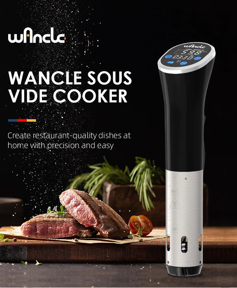 Wancle 1100W Sous Vide Cooker - Circulador de Imersão com Toque LCD, Cozinha Precisão, IPX7 à Prova d'Água, Cozimento a Vácuo com Display Digital