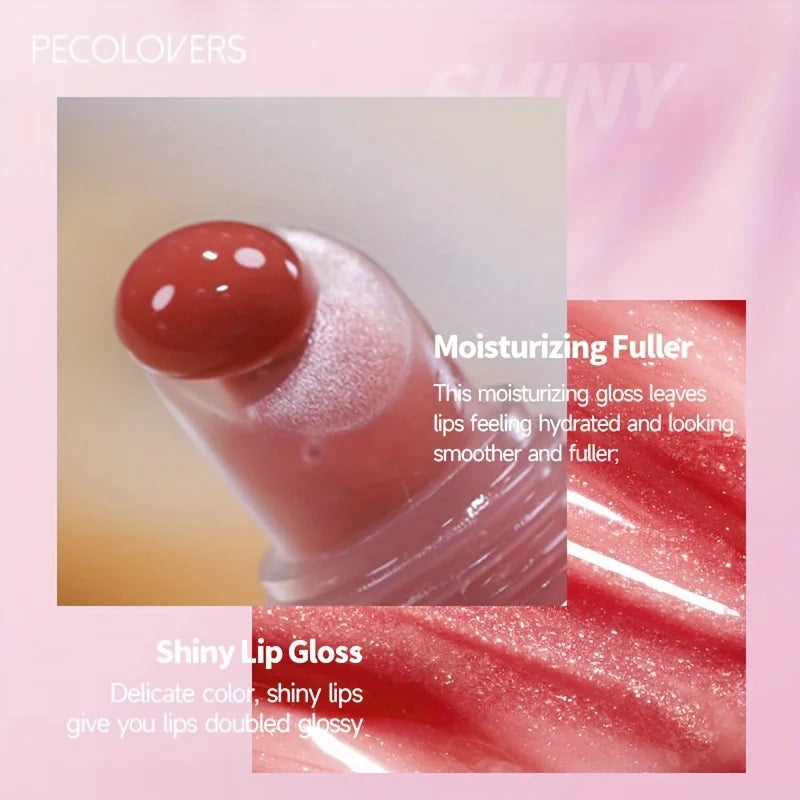 1PC Gloss Labial com Brilho - Óleo Labial Frutado Hidratante, Transparente, Para Aumentar o Volume dos Lábios, Tinta Labial, Tubo Macio, Maquiagem e Cuidados de Beleza para os Lábios