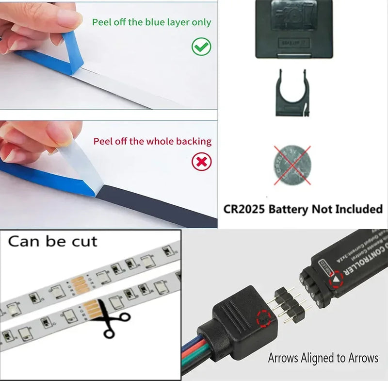 Fita de LED USB Controlada por APP - Mudança de Cor 5050 RGB