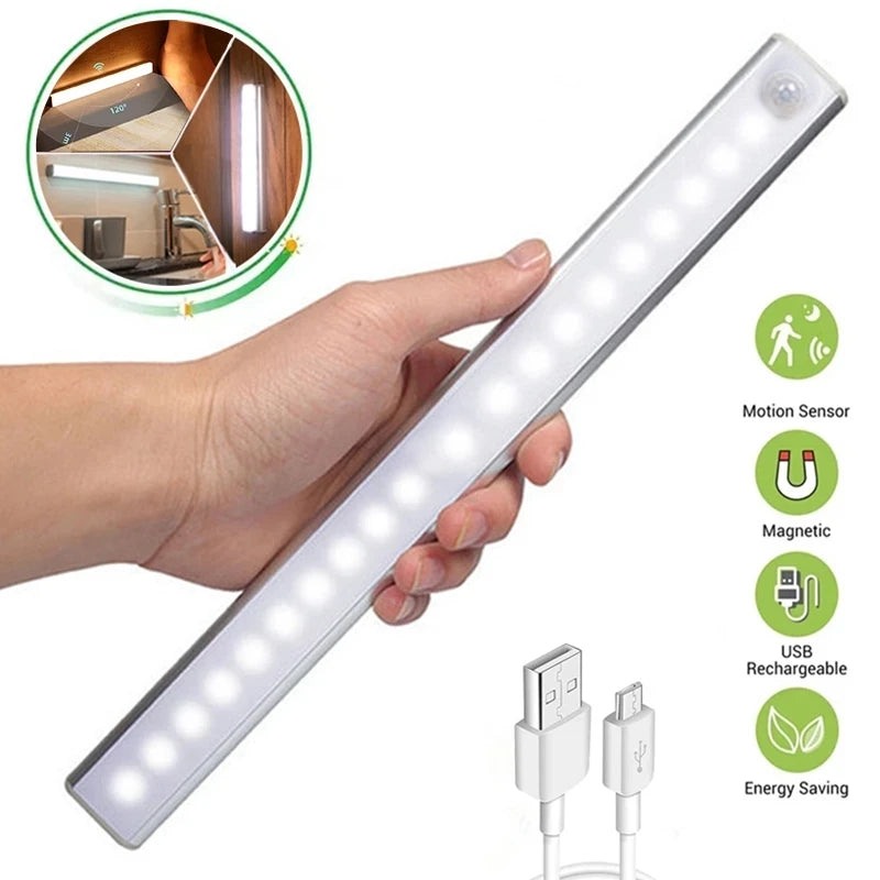 uz de Noite LED Sem Fio com Sensor de Movimento - Lâmpada de Armário, Luz para Cozinha, Quarto, Detector de Movimento, Luz para Escada e Luz de Fundo para Armário