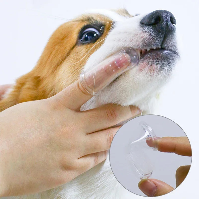 Escova de Dente de Silicone Super Macia para Pets - Escova de Dedo para Cães e Gatos, Combate Mau Hálito e Tártaro, Ferramenta de Cuidados Dentários para Cães e Gatos, Acessórios de Limpeza para Pets