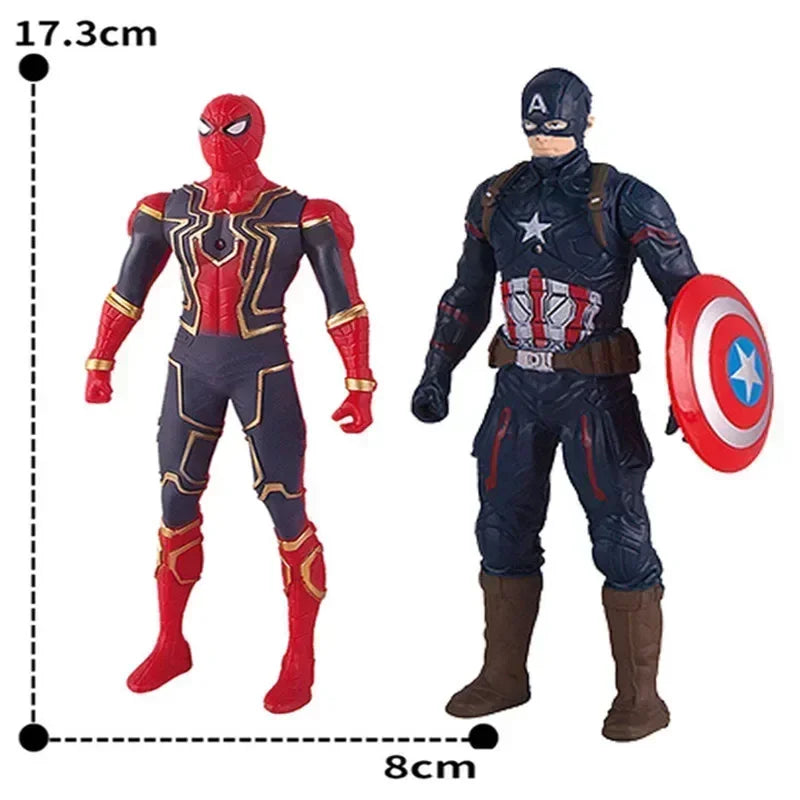 17 cm Brinquedos Infantis Marvel Figuras de Anime, Homem-Aranha, Hulk, Figura de Ação, Homem de Ferro, Brinquedos para Crianças, Presente de Natal, Boneco que Brilha no Escuro, Hobbies