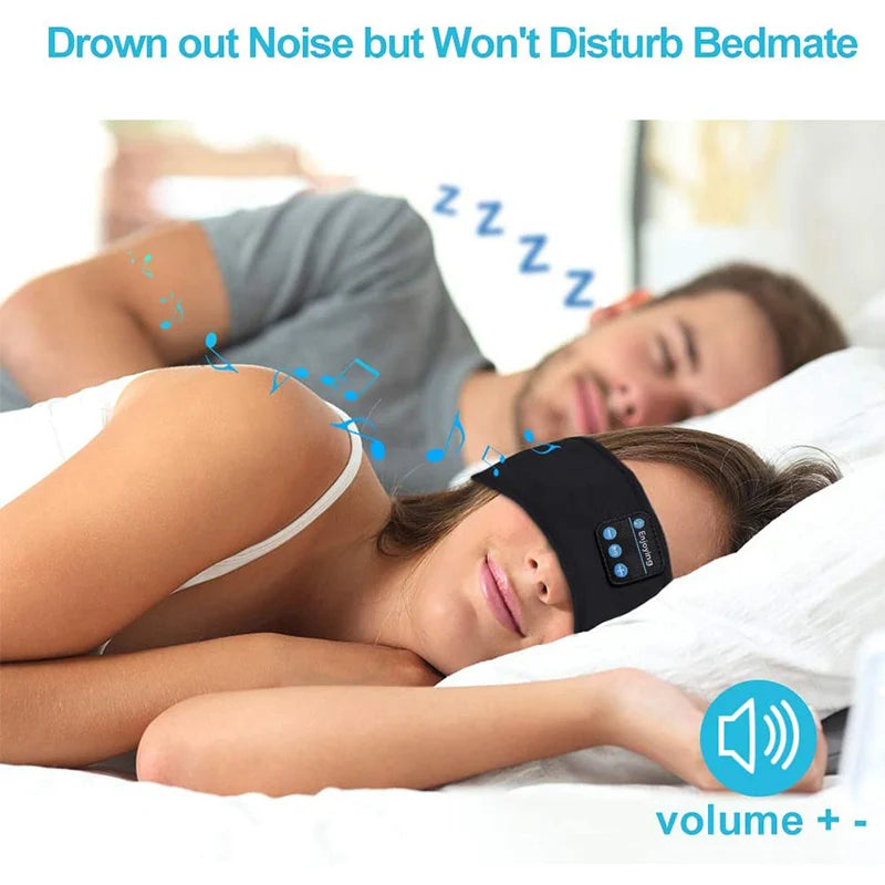 Fone de Ouvido Bluetooth Headband Esportivo para Dormir, Máscara de Olhos com Bluetooth Sem Fio, Fone de Ouvido Sem Fio com Faixa Elástica para Música.