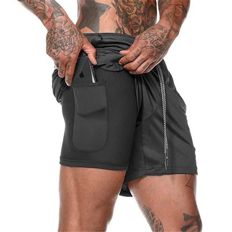 New Running Shorts Men Gym Sports Shorts 2 In 1 Quick Drying Workout Training Gym Fitness Jogging Short Pants Summer Men Shorts