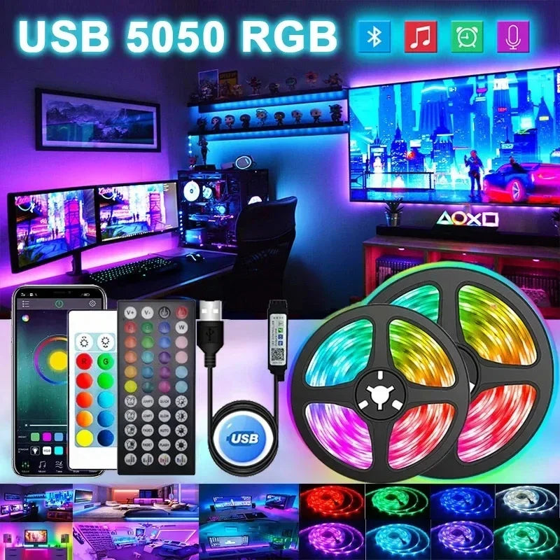 Fita de LED USB Controlada por APP - Mudança de Cor 5050 RGB