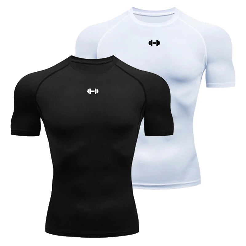 Camiseta de Compressão Masculina - Camiseta Esportiva de Verão, T-shirt para Corrida, Elasticidade, Secagem Rápida, Camiseta Esportiva, Camiseta de Academia para Treino Masculino