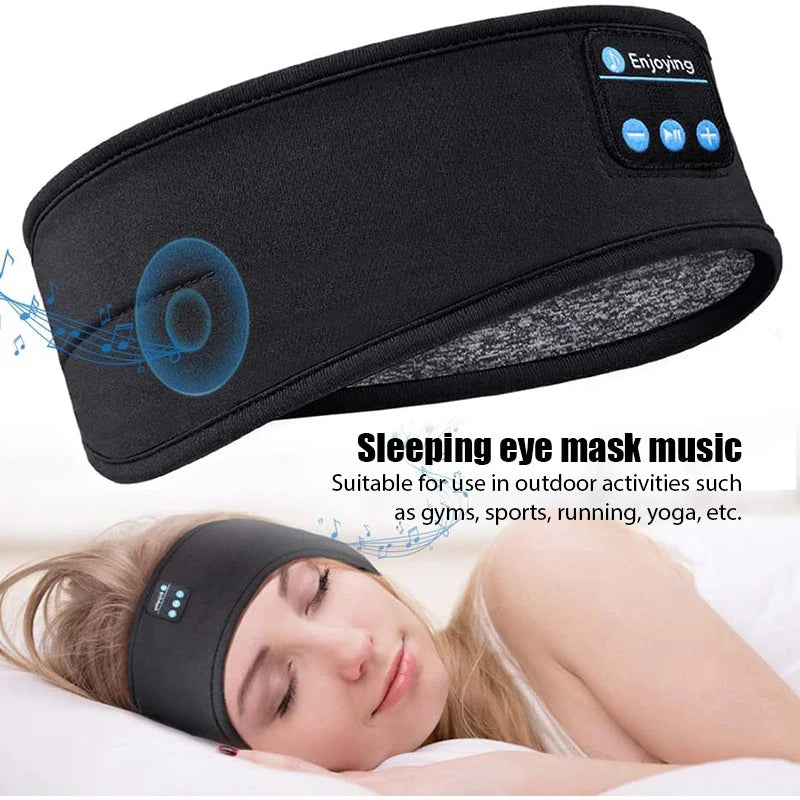 Fone de Ouvido Bluetooth Headband Esportivo para Dormir, Máscara de Olhos com Bluetooth Sem Fio, Fone de Ouvido Sem Fio com Faixa Elástica para Música.