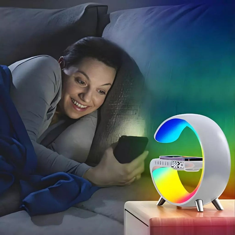 G-Speaker Smart Station Mini - Luminária Bluetooth Inteligente Carregador Sem Fio Alarme Luz RGB