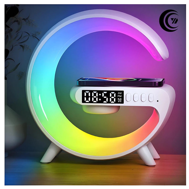 G-Speaker Smart Station Mini - Luminária Bluetooth Inteligente Carregador Sem Fio Alarme Luz RGB